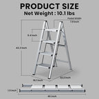 HillhutApex 4 Step Stool, Aluminum Foldable Step Ladder, Lightweight Stable Stool with Wide Non-Slip Pedals, 330lbs Bearing Capacity Ladder for Office,Home,Kitchen - Silver