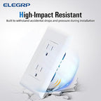ELEGRP Decorator Wall Receptacle Outlet, Tamper Resistant 15A 125V Standard Electrical Wall Outlet, Residential Grade, Self-grounding, with Screwless Wall Plate, UL (50 Pack, Glossy White)