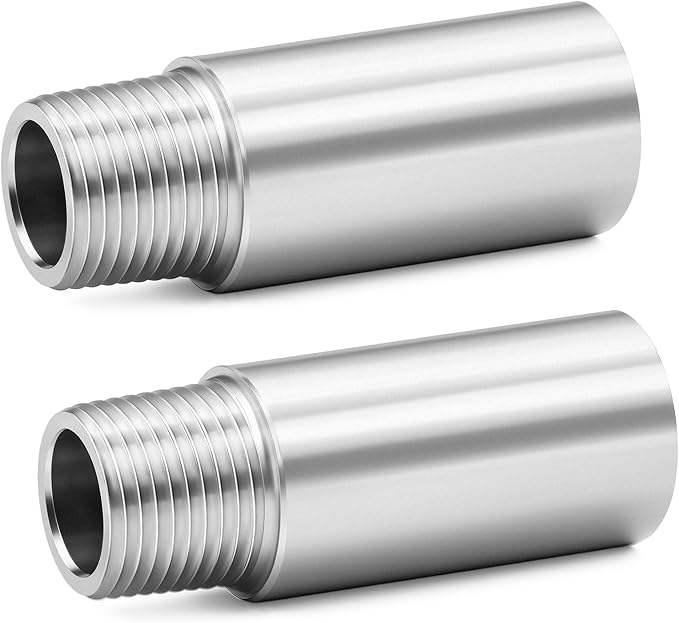 ChillWaves 304 Stainless Steel Pipe Fitting, Nipple Cast Pipe 1" NPT Male x 1" NPT Female Thread 2" Length(50MM)(2-PACK)