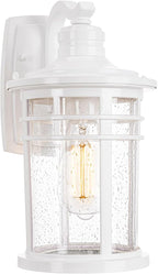 Darkaway Outdoor Porch Lights Wall Mount, Outdoor Light Fixtures Sconces Wall Lighting with Seeded Glass Waterproof Exterior Lights for Patio Yard House Hallway Doorway Garage(1 Pack, White)