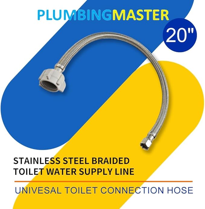 (48pcs 20 inch) PLUMBINGMASTER Toilet Water Supply Line,Toilet Connector Hose with Anti-Leaking Brass Nut