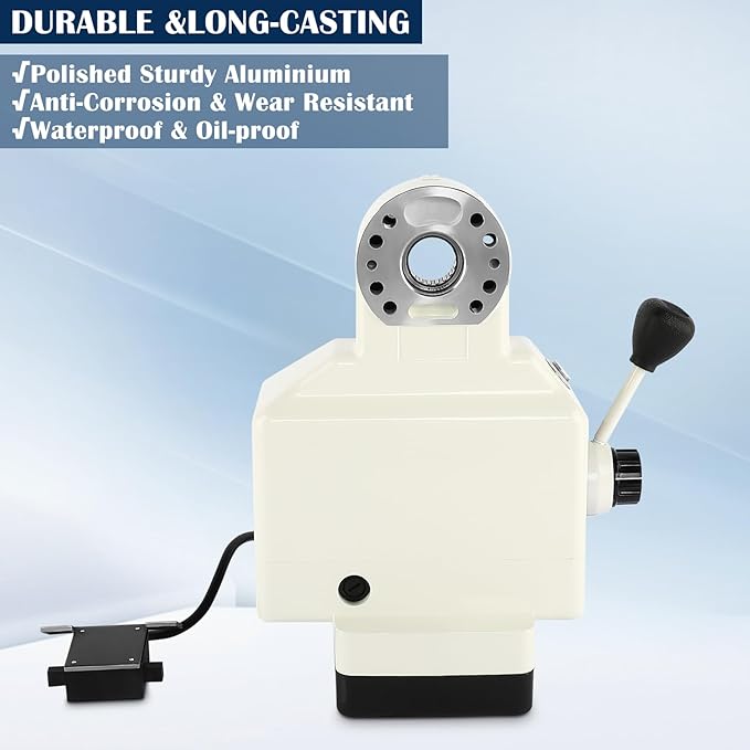 FAHKNS Z-Axis Power Feed for Milling Machine 450 in-lb Torque 0-200RPM Table Milling Machine Power Feeder 110V for Bridgeport and Similar Knee Type Milling Machines(5/8" Diameter Shaft)