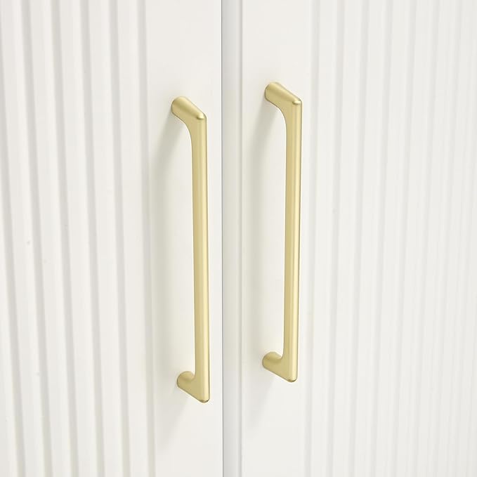 15 Pack 6.3 Inch(160mm) Hole Center Modern Brushed Gold Cabinet Pull Handle Timeless Vanity Drawer Pull Handle Classic Cabinet Hardware for Kitchen Dresser Bathroom, Screws Included, B-Gold(6.3x15)