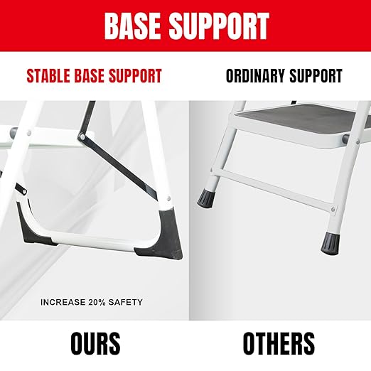 Big RED 3 Step Ladder, Folding Step Stool with Anti-Slip Pedal, Step Ladder 3 Step Folding with Padded Handle for Kitchen, Household, Offices. 400 lb Capacity