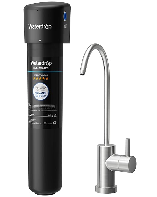 Waterdrop 15UB Under Sink Water Filter, Under Sink Water Filtration System for 2 Years, NSF/ANSI 42 Certified, Reduces PFAS, PFOA/PFOS, Lead, Under Sink Water Filter with Faucet, 19K Gallons
