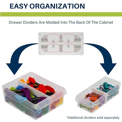 Akro-Mils 26-Drawer Plastic Drawer Storage Cabinet for Garage Organization, Bead Organizer, Building Bricks Storage, Teacher Toolbox, Makeup Organizer, 20-Inch W x 6-Inch D x 10-Inch H, 10124 White