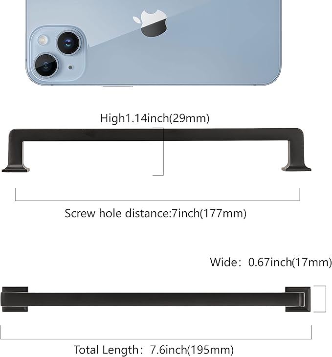 COTYKILEY 10 Pack 7 Inch(177mm) Matte Black Kitchen Cabinet Handles Cabinet Pulls Cabinet Door Handles Kitchen Cabinet Hardware Cupboard Drawer Pulls Dresser Handles