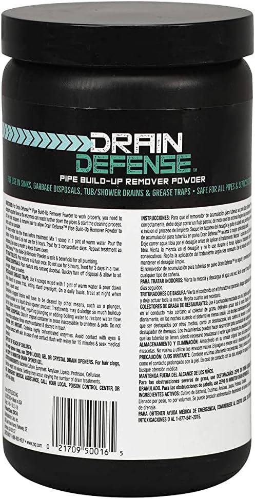Zep Drain Defense Enzymatic Cleaner Powder - 18 oz (Case of 2) ZDC16 - Safe for Pipes and Septic Systems