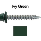 #14 Metal ROOFING SCREWS: (250) Screws x 1-1/2" IVY GREEN/FOREST GREEN Hex Head Sheet Metal Roof Screw. Self starting/tapping EPDM washer. Colored head for corrugated roofing
