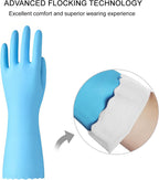 Bamllum Rubber Cleaning Gloves - 2 Pairs Latex Free Kitchen Cleaning Gloves with Cotton Liner- Household Dishwashing Gloves, Non- Slip Waterproof (Small, Blue+Pink)