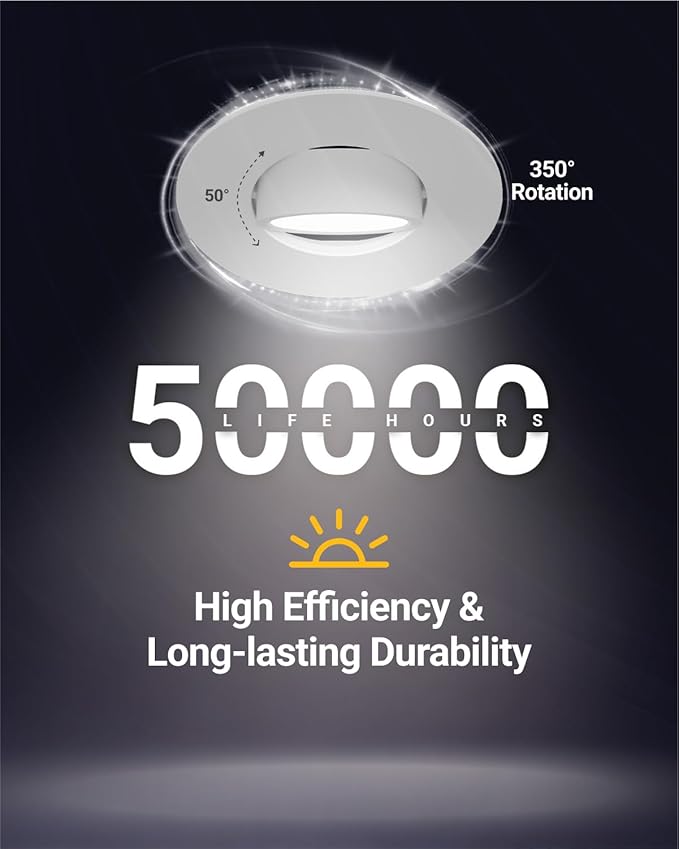 Sunco 6 Pack Adjustable Recessed Lighting 3 Inch LED, Angled Directional Eyeball Canless Gimbal, 500 LM, Selectable CCT 2700K/3000K/4000K/5000K/6000K, Dimmable, 6W, with Junction Box ETL