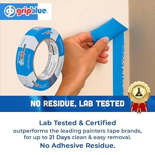 Blue Painters Tape 1 Inch Wide, 1 Roll Masking Tape - Perfect for Precise Lines on Walls & Trim, Multi-Surface, Residue-Free, Easy Removal - Ideal for Indoor & Outdoor Use, 0.94in x 60yds