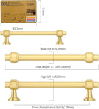 Amerdeco 10 Pack Brushed Gold Cabinet Pulls 5 Inch(128mm) Hole Center Drawer Pulls Cabinet Hardware Kitchen Cabinet Handles for Bathroom Dresser Pulls ZH0069