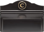Whitehall Custom Wall Mount Mailbox Package - Mail Box with Monogram, Sand Cast Aluminum, Classic Design Black Personalized in Goldtone
