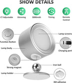 Lightbiz LED Reading Lights, Wall Lights Sconces 2 Pcs with Remote Rechargeable Battery Operated, 3 Color Temperatures & Dimmable Light Magnetic Ball 360°Rotation, Lamps for Study Bedside Closet