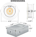 4 Inch Led Recessed Lights 10 Pack, Ajustable Eyeball Gimbal Recessed Ceiling Light with Junction Box,5 CCT(2700K-6500K) Selectable,9W 750LM,Airtight, ETL Listed