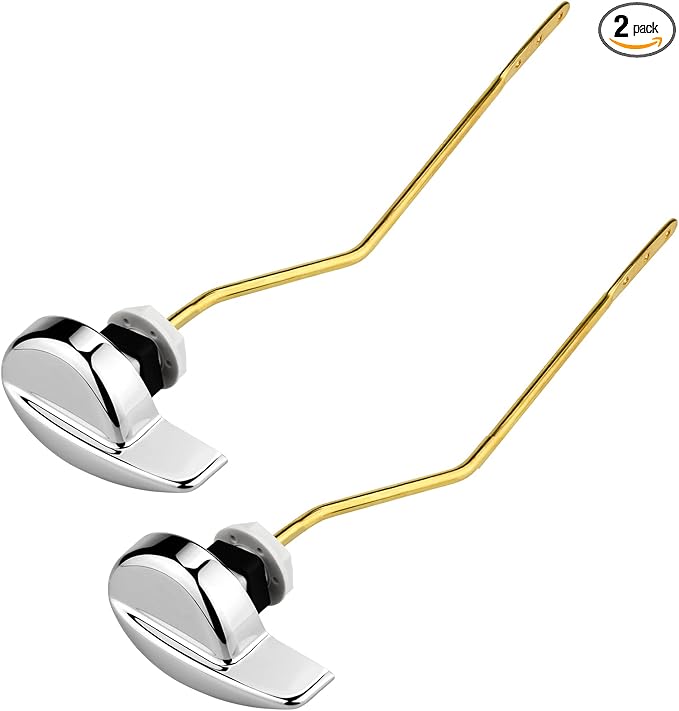 Toilet Handle Side Mount, Universal Side Mount Toilet Copper Flush Lever Handle Repair Replacement Kit for TOTO Kohler Toilet Tank, 2-Pack Copper Lever