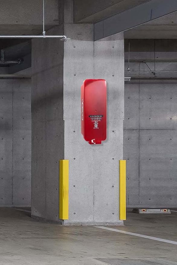 PRO&Family Fire Extinguisher Cabinet Fire Extinguisher Box Outdoor Fire Cabinet Mounted Fire Extinguisher Cabinet Fire Extinguisher Cover (3, Red with Clear Pull-Cover, 10 lb)