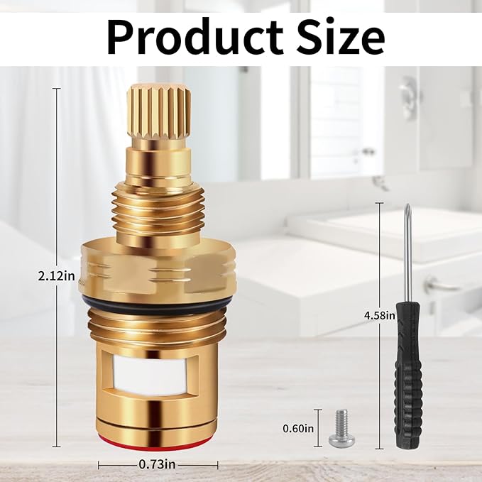 Brass KSRPL3200CC Cold and Brass KSRPL3200HC Hot Faucet Cartridge Replacement for CC Basin Faucet. This set includes ceramic cartridges in 2-1/8" length, designed for cold and hot water applications