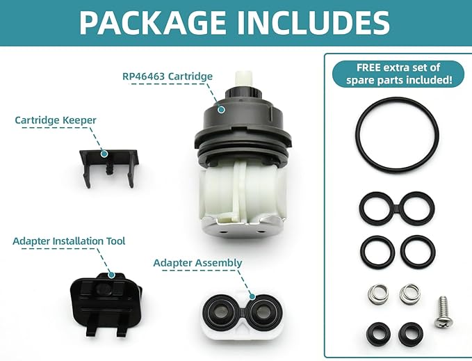 RP46463 Cartridge Compatible for Delta Monitor 17 Series (2006-Present) Dual Function Bath Tub and Shower Faucet Plumbing Parts Shower Faucet Cartridge with Seat and Spring Adapter