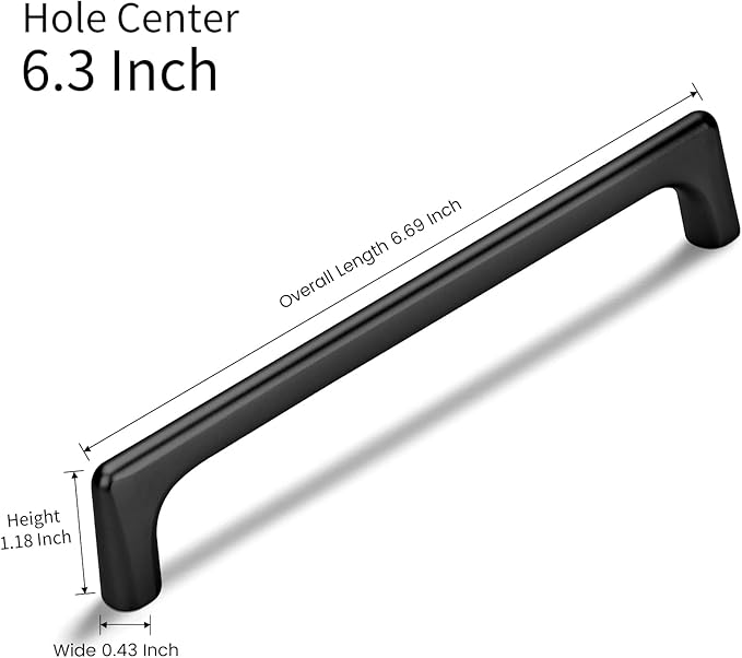 20 Pack 6.3 Inch(160mm) Hole Center Matte Black Modern Drawer Pulls Timeless Cabinet Pull Handle Vanity Pull Handle Classic Kitchen Cabinet Hardware, Screws Included, M-Black(6.3x20)