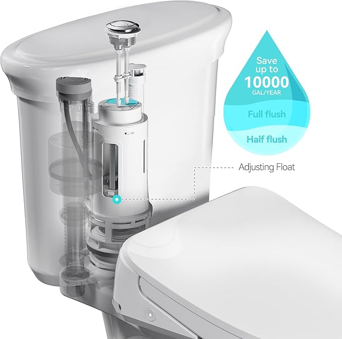 R&T 3-Inch Toilet Flush Valve Replacement Kit with Push Button, Tank to Bowl Gasket with SUS304 Bolts, Toilet Repair Kit Inside Tank for 2-piece Toilet A2475M