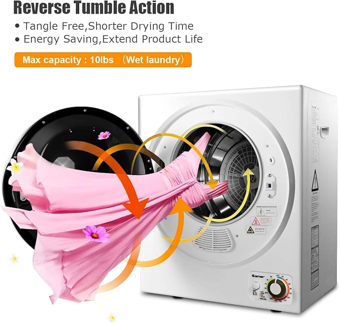 ARLIME Potable Clothes Dryer, 900W Compact Dryer w/4 Automatic Drying Mode, Stainless Steel Drum & Easy Control Panel, Electric Dryer for Apartments, Dorm & RVs 110V, White