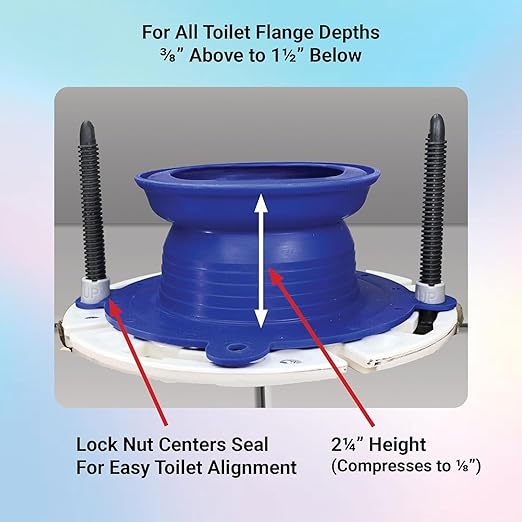 One N Done Toilet Flange Repair Kit – Complete Toilet Wax Ring Replacement Kit – Durable Waxless Toilet Ring – Includes Toilet Flange Bolts, Toilet Bowl Caps, and Toilet Flange Extension Kit (3 Pack)
