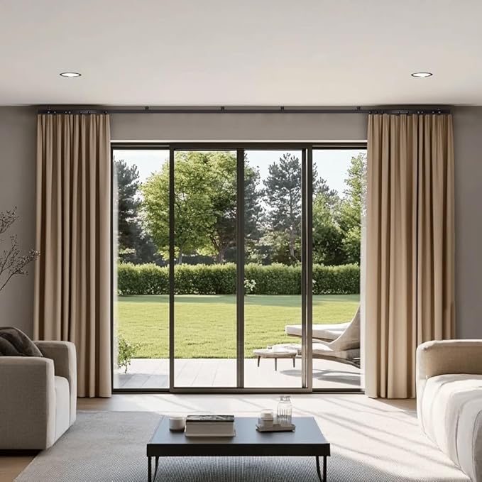 Bendable Ceiling Curtain Track Ceilings Mount or Wall Mounted Heavy-Duty Room Divider Curtains Rails for Living room Bedroom Shower Privacy RV Garage Dividers with Clips，Black 21 FT