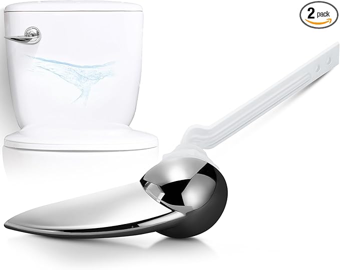 Enhon 2 Pack Universal Toilet Flush Handle Replacement Kit, Compatible with American Standard 738995-0020A Champion4 Toilet Handle Parts Left Hand Trip Lever, White Flusher Handles Repair Kit