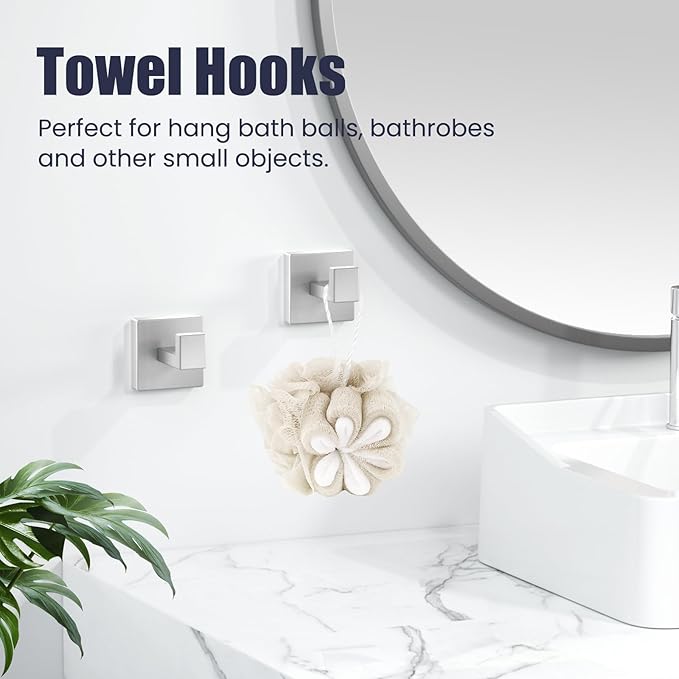 Bathroom Hardware Accessories Set: 12-Pieces Bath Towel Bar Set, Towel Racks for Bathroom Wall Mounted, SUS304 Stainless Steel, Brushed Nickel