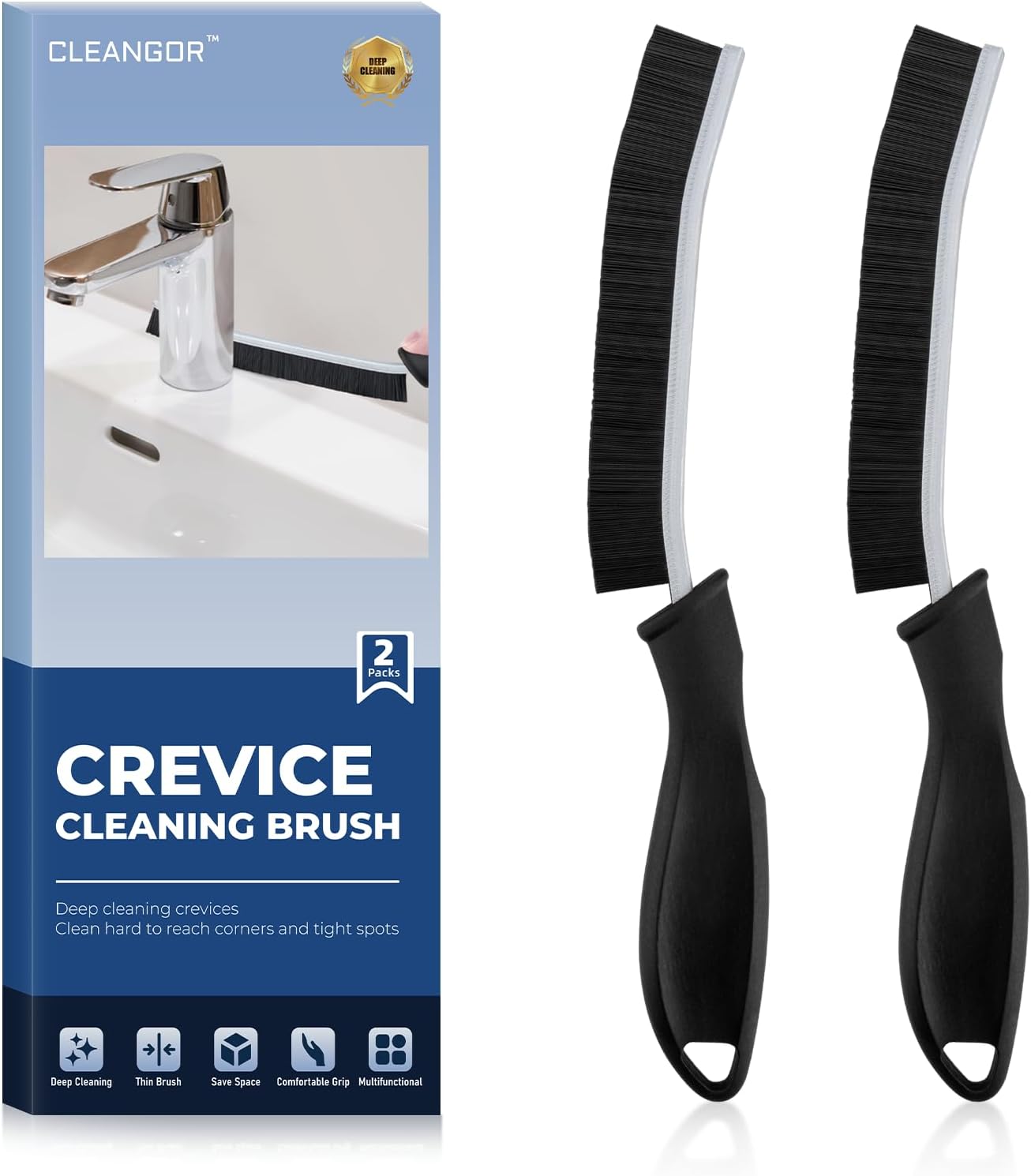 Crevice Cleaning Brushes, Cleaner Scrub Brush Tool for Hard to Reach Tight Space, Home Essentials, Cleaning Supplies for Shower, Bathroom, Kitchen, Toilet, Window