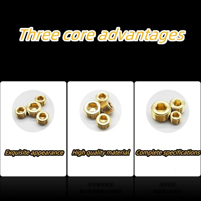 6PCS 1" NPT Brass Male Pipe Plug Fitting Hex Counter Sunk Pipe Plug (1" NPT)