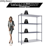 60"x24"x72" Premium Metal Steel 4-Tier Wire Shelving NSF 3200 LBS MAX Capacity Heavy Duty Storage Rack for Hospitals, Schools, Commercial Spaces, and Garages w/Premium Wheels