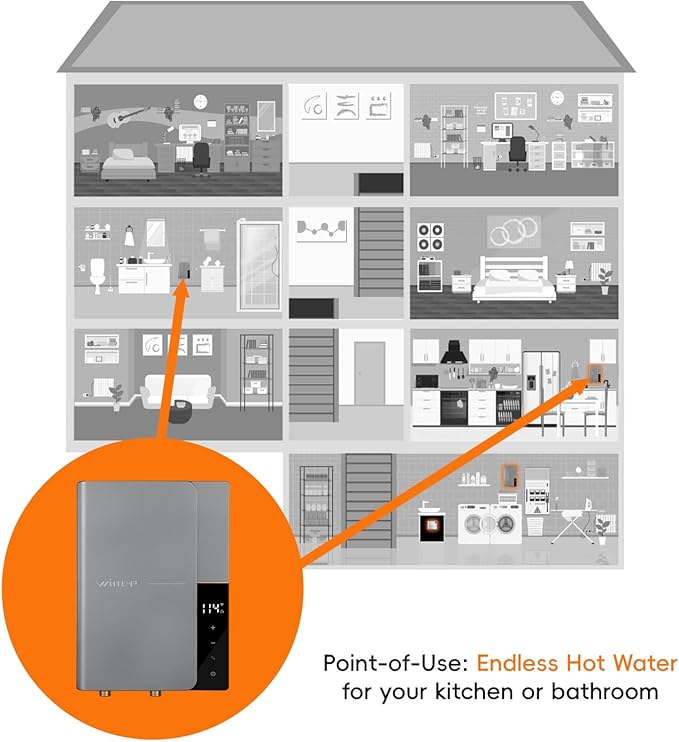 Tankless Water Heater Electric 13kW 240Volts WINTEMP Endless On Demand Hot Water Self Regulating LED Temperature Display Space-saving Suitable for Bathroom Showers ETL Certified