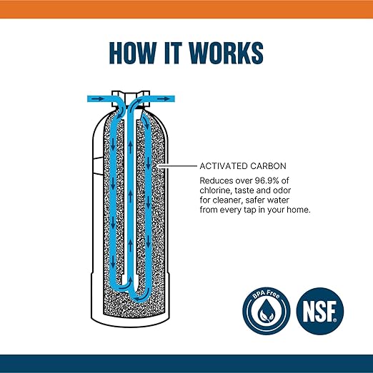 WaterBoss Whole House Water Filter - Whole Home Water Filtration System for Well & City Water - Filters 96.9% of Chlorine Taste & Odor - 6yr, 600,000 Gl, WB-WH-Filter