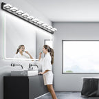 Ralbay 66inch Matte Black Bathroom Vanity Lights Metal Acrylic LED Modern Black Bathroom Wall Lighting Fixtures