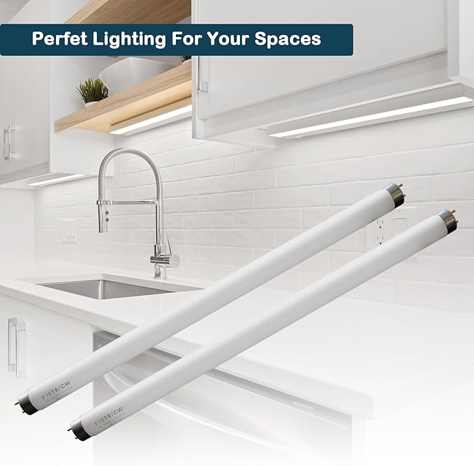 18" F15T8-CW 15 Watt Cool White,T8 Fluorescent Linear Tube Lamp,Replacement Bulb for Philips Alto ECO GE Staco Light Fixture,G13 Bi-Pin Base,4100K (4PACK)