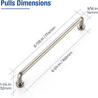 JOY DECOR Cabinet Pulls – 6-1/4 Inch Hole Center, Brushed Nickel, 10 Pack, Zinc Alloy Cabinet Handles for Drawers & Cupboard – Vintage Style Hardware for Kitchen, Bathroom, Dresser, Furniture Makeover