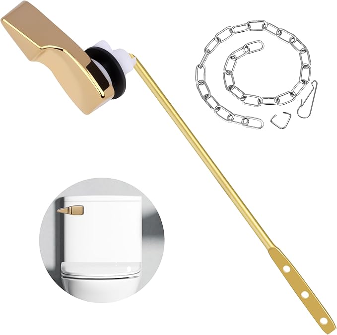 Toilet Handle Replacement Kit, 702 Universal Toilet Flush Handle, Zinc Alloy Toilet Tank Trip Lever with H2 Brass Arm Front-Mount Compatible with American Standard, Mansfield Toilet, Gold