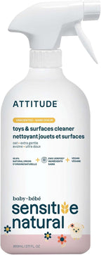 ATTITUDE Toy and Hard Surface Cleaner, Plant and Mineral Based Ingredients, Vegan, Baby and Kids Household Products, Sensitive Skin, Unscented, 27.1 Fl Oz