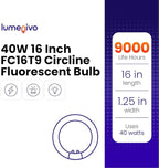 lumenivo FC16T9 40 Watt Circline Fluorescent Bulb Replacement 16 Inches - T9 Bulb with 4-Pin Base (G10Q-4) - 4100K Cool White - 1 Pack