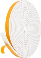 Weather Stripping Door Seal Strip (3/5 Inch X 1/4 Inch X 16Feet), Strong Adhesive, Lightproof, Soundproof, Weatherproof Foam Tape Insulation for Sliding Door, Front Door Frame, Windows- White