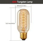 DORESshop T45 Vintage Edison Light Bulb, Antique Tubular Style Incandescent Bulb, Warm White, Amber Glass, 110-130 Volts, E26 Medium Base Lamp for Home Light Fixtures Decorative, 12 Pack