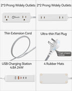 PD30W USB C Travel Power Strip,Cruise Power Strip with 5 USB(3 USB-C) Ports and 4 Outlets, Braided Extension Cord 5Ft, 30W Fast Charging Station Compatible with MacBook Laptops iPad Pro iPhone Samsung