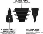 Hemper Plugs + Caps | Universal Cleaning Plugs for Glass Water Pipes and More | Fits Male & Female Joints | Leak-Proof Seal | Hassle-Free Cleaning | Durable, Reusable & Easy to Use - (Black)