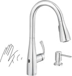 Moen Essie Chrome MotionSense Wave One-Handle Touchless Kitchen Faucet with Pulldown Sprayer and Soap Dispenser, 87014EWC
