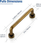 JOY DECOR Cabinet Pulls – 3 Inch Hole Center, Antique Brass, 15 Pack, Zinc Alloy Cabinet Handles for Drawers & Cupboard – Vintage Style Hardware for Kitchen, Bathroom, Dresser, Furniture Makeover