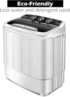 Giantex Portable Compact 13 Lbs Mini Twin Tub Washing Machine Washer Spin Dryer (Black&White)