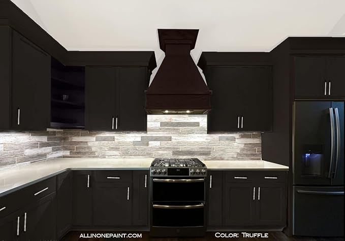 ALL-IN-ONE Paint, Durable cabinet and furniture paint. Built in primer and top coat, no sanding needed. Includes our 30 featured color card - Truffle (warm, dark brown), Quart